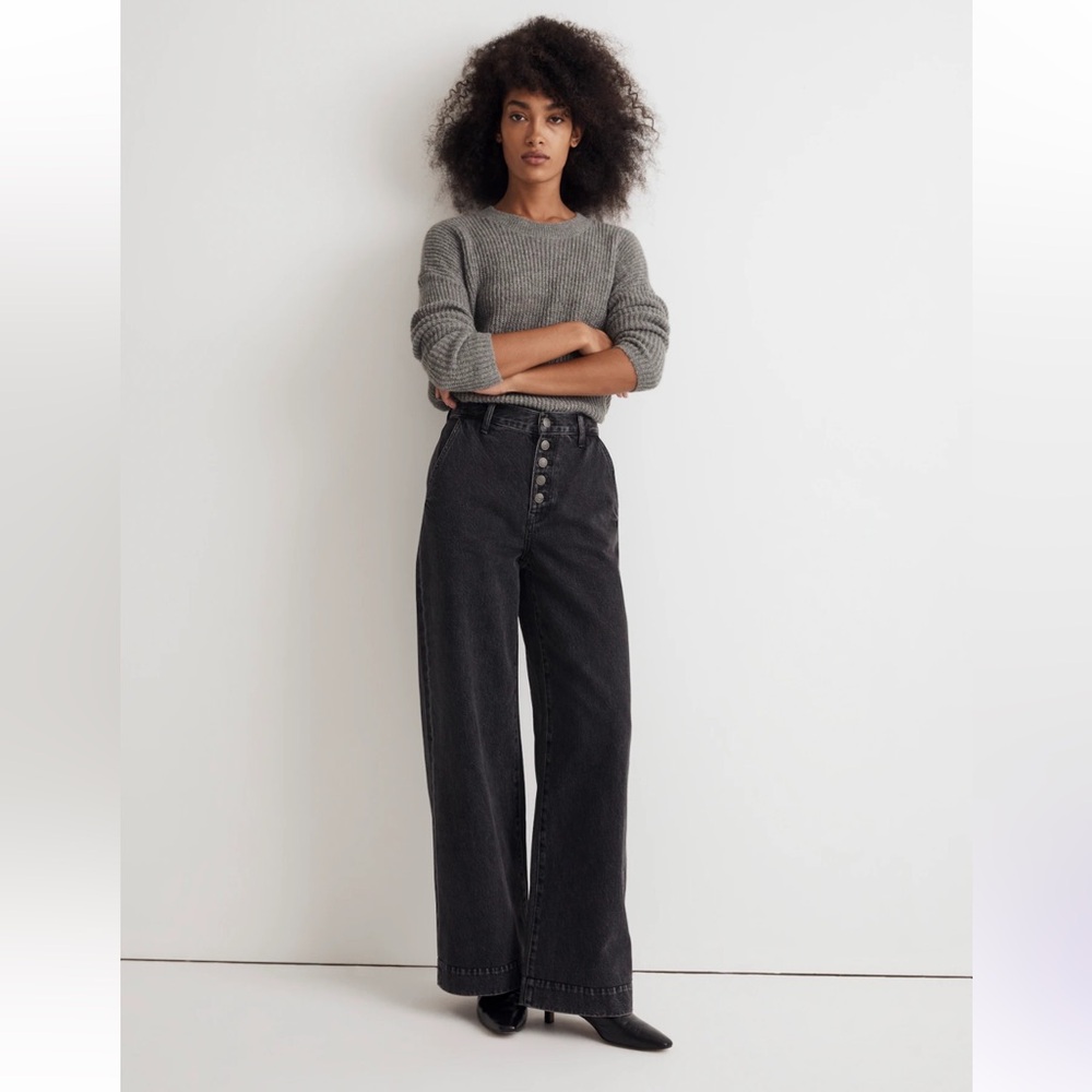 Madewell Superwide-Leg Jeans in Selwick wash: Button-front Edition Sz 31